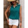 Летняя женская рубашка без рукавов, жилет на пуговицах, модная элегантная плиссированная рубашка, женская однотонная, с лацканами, простая свободная повседневная майка, женская одежда 3653