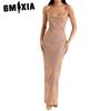 Весна-лето Женская мода Линия шеи Сексуальное спина облегающее платье