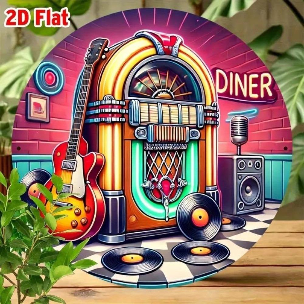 Винтажная металлическая жестяная вывеска Jukebox Ретро-дайнер Декор стен Алюминиевое искусство