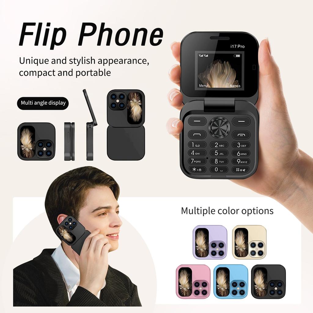 I17 PRO Flip Mobile Phone,Foldable Cell Phone,2 SIM Card Small Display Foldable Cell Phone,Easy To Use,Gift For Father's Day/Mother's Day