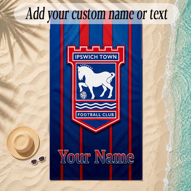 Beach TowelIpswich Town Custom Name Text Personalized Soft Towel for Beach Pool Indoor Home Decor Gift