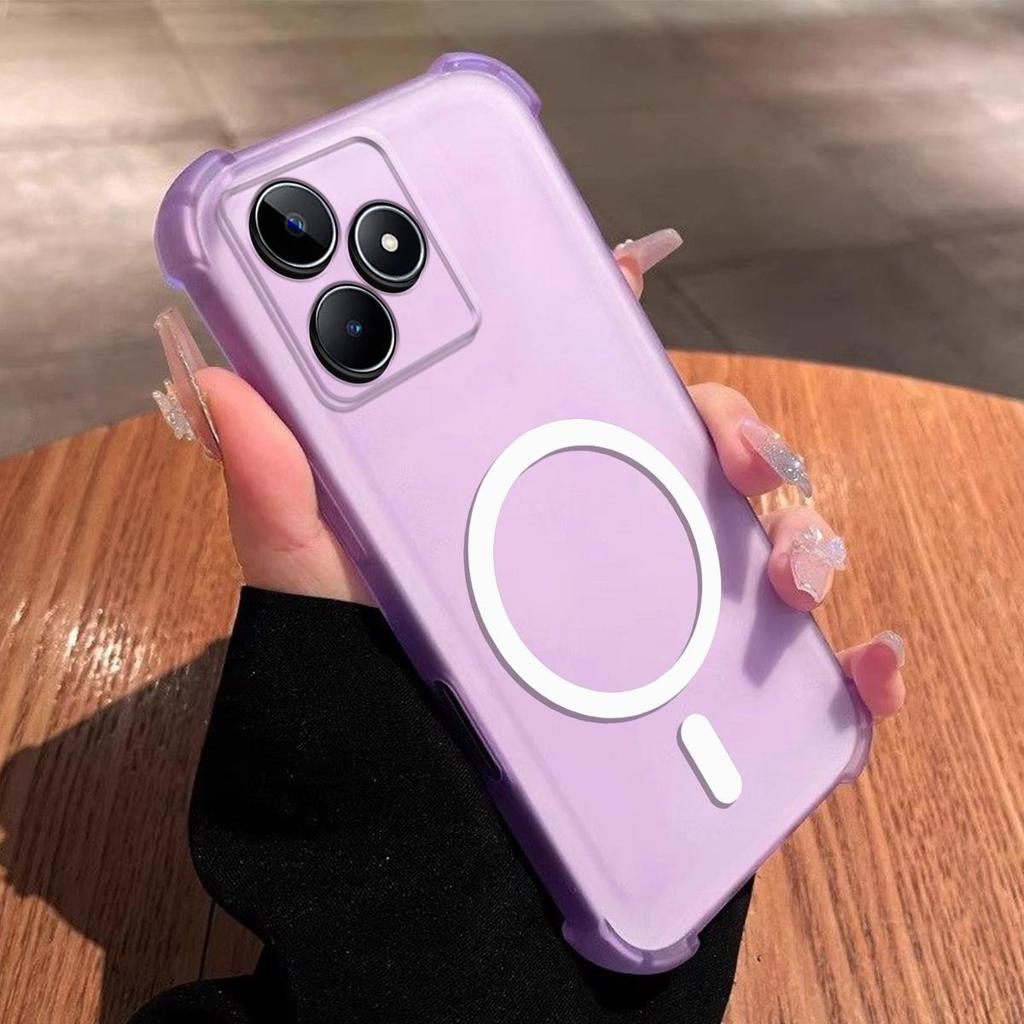 Чехол для realme C53, C51, Note 50 4G, Милый, Угловые подушки безопасности, Пастельный, Матовый, Магнитный корпус, Полуударопрочный чехол для телефона