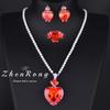 Elegant Blue Sapphire Jewelry Set Women Full Diamond Necklace Earrings Ring Bridal Wedding Party Evening Dress Luxury