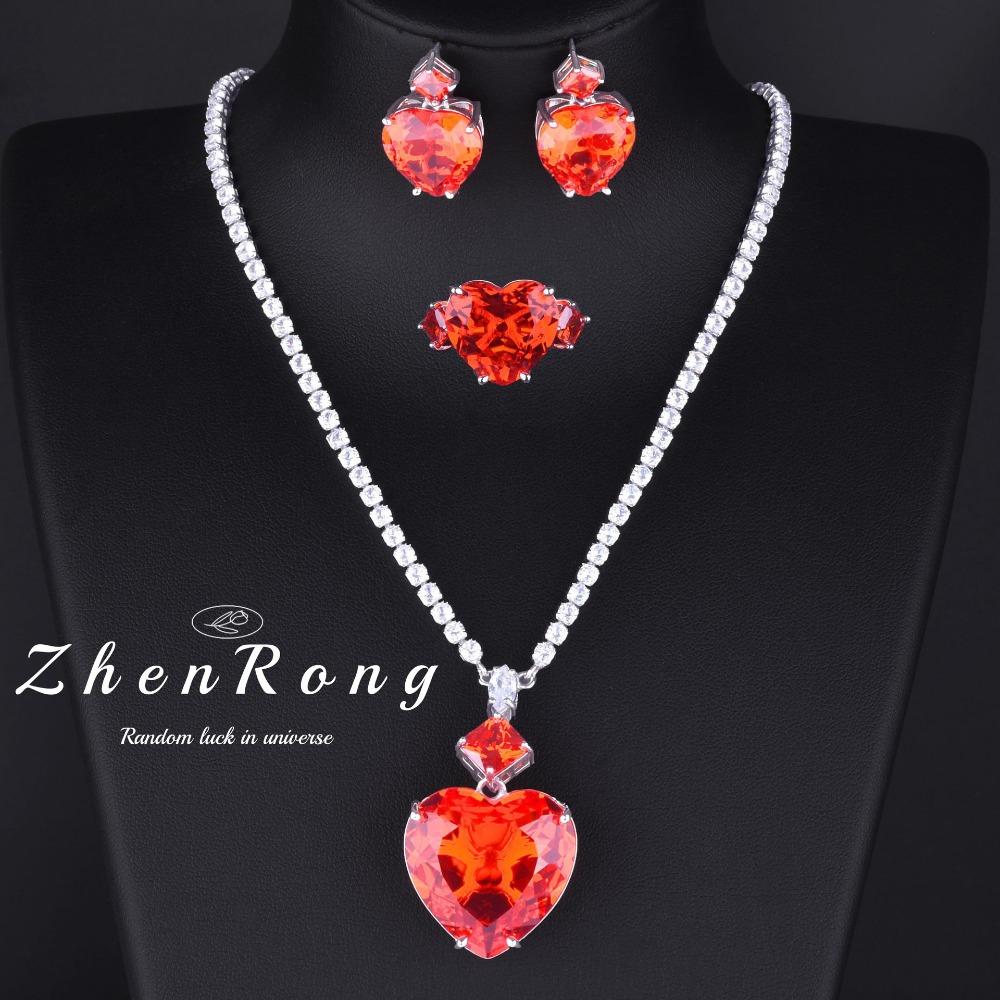 Elegant Blue Sapphire Jewelry Set Women Full Diamond Necklace Earrings Ring Bridal Wedding Party Evening Dress Luxury