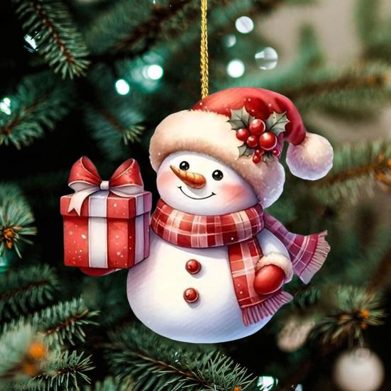 Подвеска в виде оленя Санта-Клауса, праздничная рождественская елка, подвесное украшение, акриловое украшение в виде мультяшного Санты