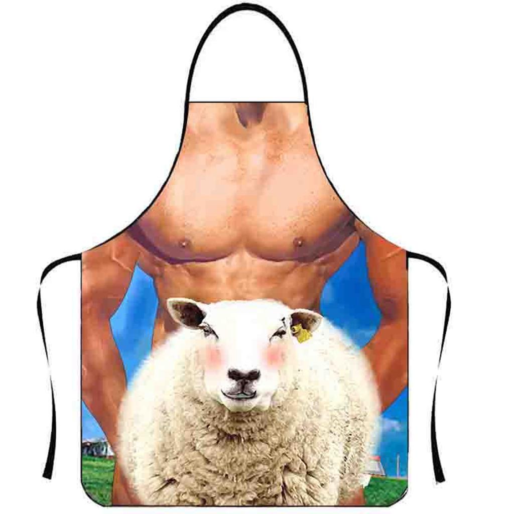 Funny Apron Muscle Man Creative Apron 3D Sexy Bikini Series Aprons Kitchen Dinner Cooking Apron Fashion Couple Festival Gifts