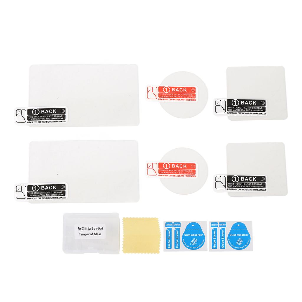 2 комплекта защитных пленок для объектива и экрана заднего дисплея Action 5 Pro из закаленного стекла