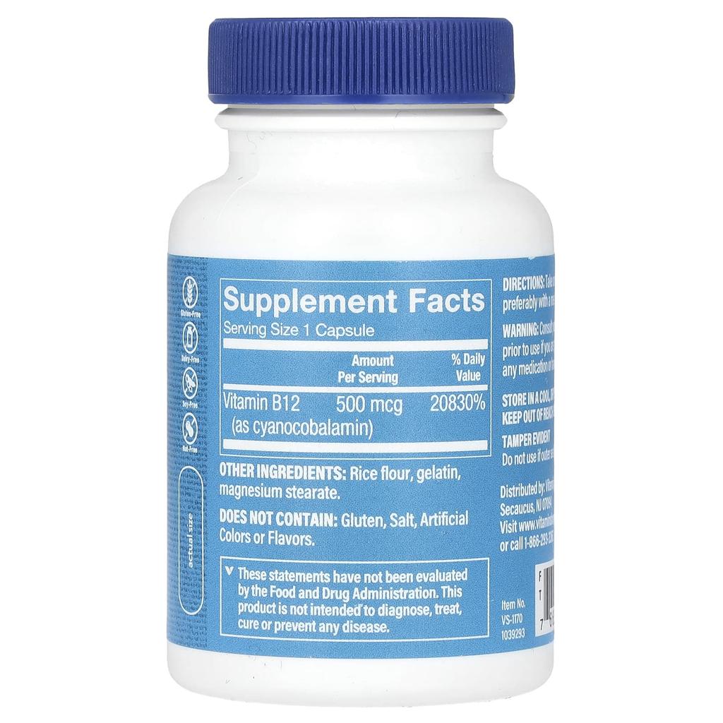 B12, 500Mcg, 100 Capsules