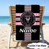 Custom Name Beach Towel International Miami Football Club Beach Towel, Suitable for Camping, Travel, Beach Accessories, Super Absorbent, Family Gift