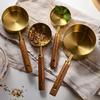 4Pcs Stainless Steel Coffee Measuring Spoon Wooden Handle Baking Tool  Ice Cream Sugar Salt Spice