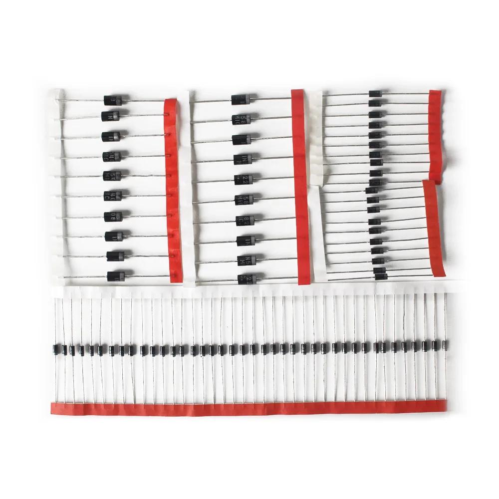 100PCS/Set 8 Values Rectifier Diode Kit 1N4148 1N4007 1N5819 1N5399 1N5408 1N5822 FR107 FR207 Electronic Fast Switching Diodes