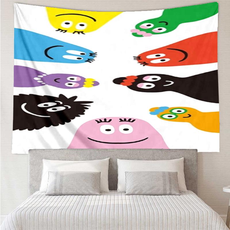 Barbapapa Print Tapestry, Backdrop, Easy Setup, Ideal for Bedroom, Office & Living Room, with Aesthetic Wall Hanging Decor.