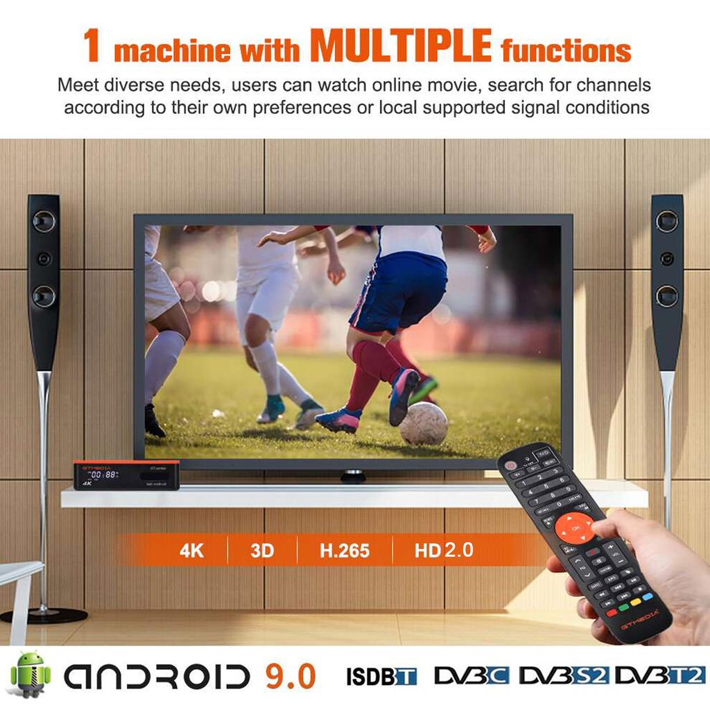 GTMEDIA GT COMBO Smart TV Box Receiver Android 9.0 2GB+16GB 4K Media Player Digital Video
