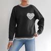 Women's Pullover Butterfly Lace Pocket Casual Sweater