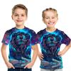 Summer Children Space Galaxy 3D T Shirt Angel Animal Lion Tiger Wolf Leopard Printed Boys Girls T-shirt Kids Fashion Tshirt Tops