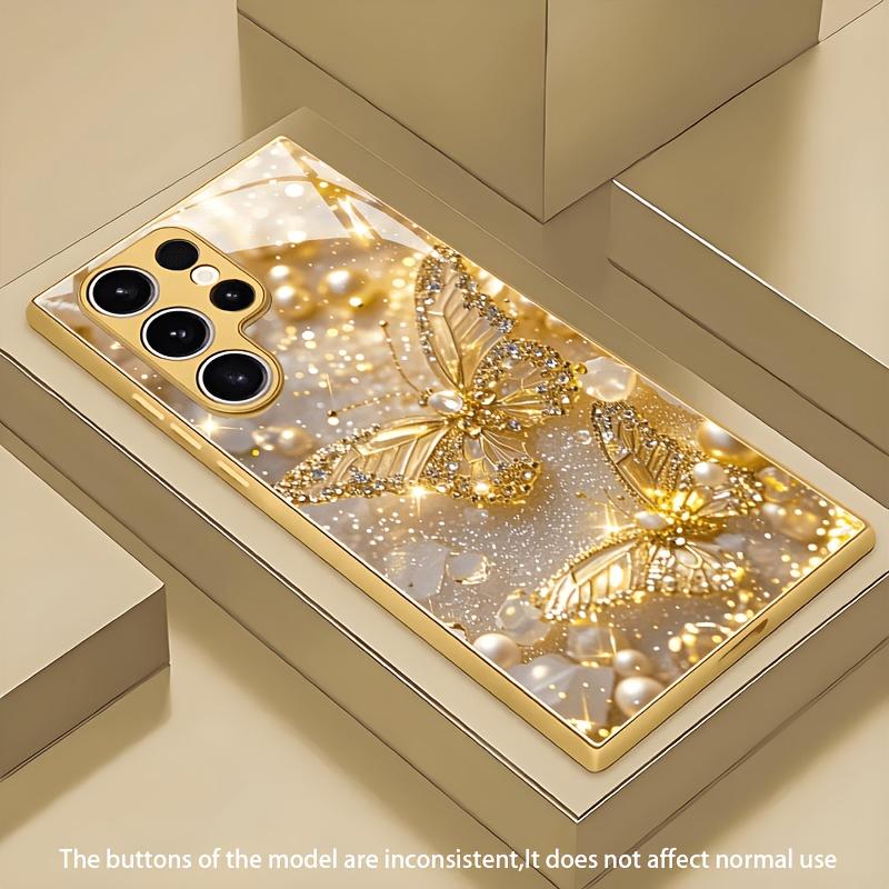 Гальванизированный золотой новый чехол для телефона для Samsung Galaxy S26 Ultra S25 Plus S24 S23 S22 fe закаленное стекло Художественные текстурные узоры