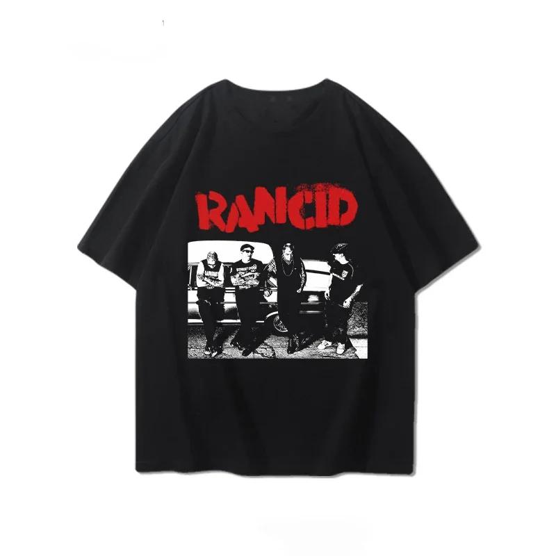 Футболка с коротким рукавом Rancid Band для мужчин, летняя, американский стиль, принт, крутая, чистая, полурукава, модная, с принтом, топ