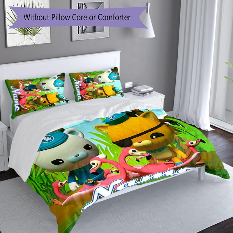3pcs Custom Name Octonauts Bedding Set,Includes 1 Duvet Cover and 2 Pillowcases,All-season Bedroom Decor