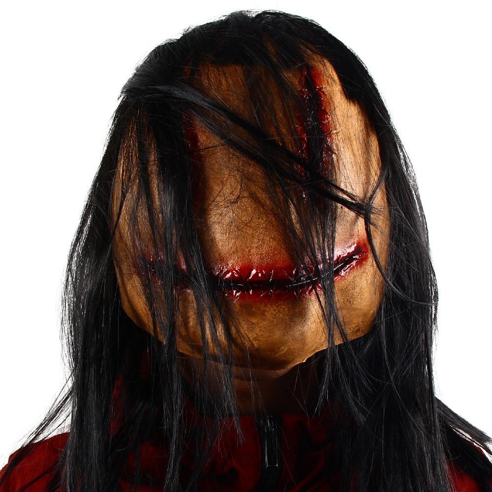 Spooky Scary Halloween Mask Full Face Mask Long Hair Demon Mask Ghost Cosplay Mask Dress Party