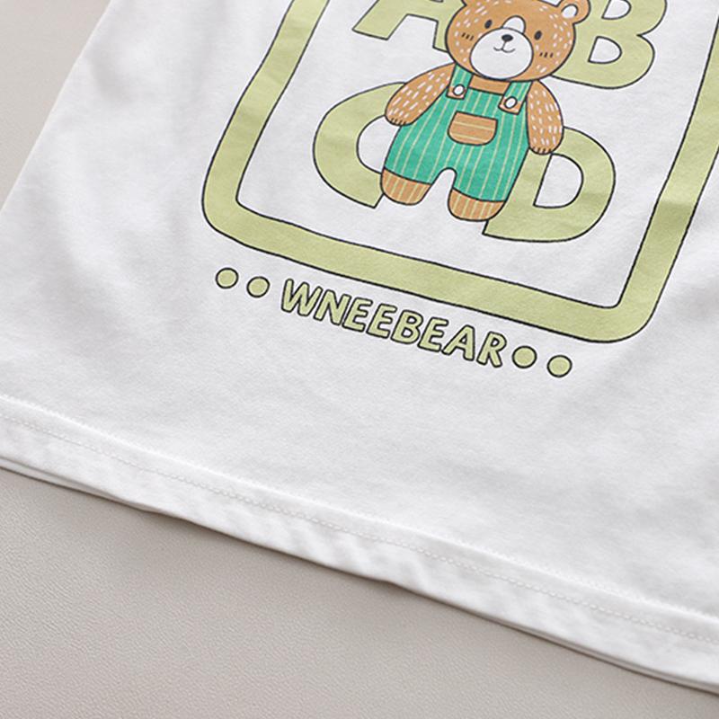 Комплект для мальчиков от 0 до 5 лет Детская футболка с короткими рукавами и круглым вырезом Повседневный комплект из двух предметов: топ и шорты с рисунком для мальчиков