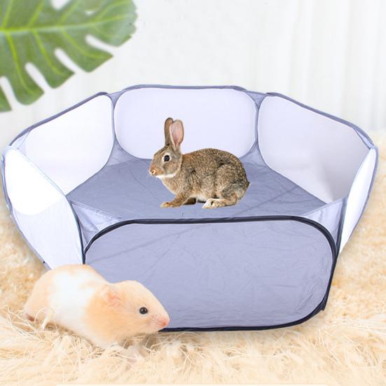 Small Pet Playpen Breathable Mesh Prevent Escape Collapsible Hexagonal Playpen Rabbits Guinea Pig Rabbit