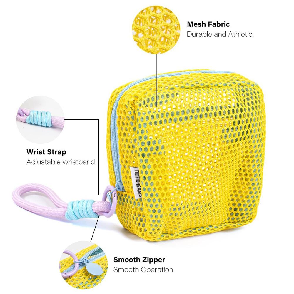 Square Mesh Cosmetic Bag, Portable Square Cosmetic Storage Bag with Zipper, Multi-purpose Sundries Storage Bag