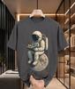 2026 New 100 Cotton Tshirt Astronaut Reading Book On Moon Cartoon Print Trendy Unisex Tee Casual Short Sleeve