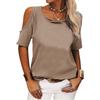 Women Casual Solid Cold Shoulder Loose Short Sleeve T Shirt