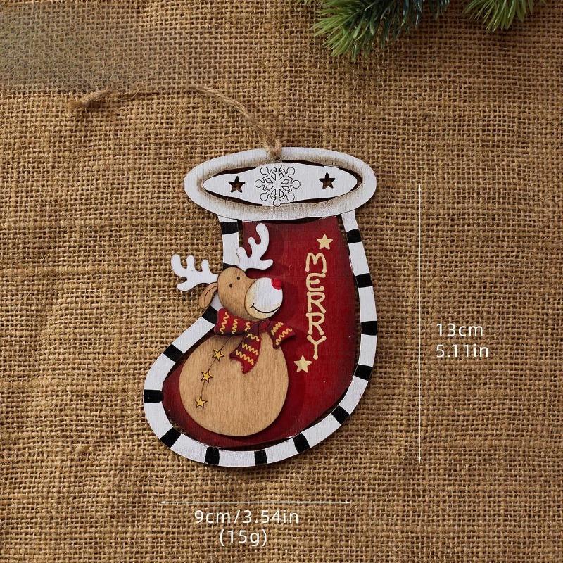 New Wooden Christmas Gloves Socks Elk American Vintage Hand Painted Craft Christmas Accessories Hanging