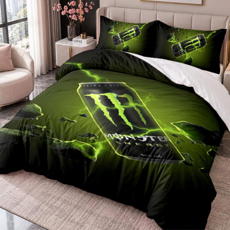 Monster Energy 3Pcs Bedding Set Duvet Cover With Two Pillowcases For Bedroom Home Decoration