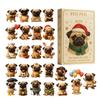 Мопс Рождественский Адвент 2025 24 Дня 2D Акриловая Собака Сезонный Декор Украшение на Елку Мопс Календарь Обратного Отсчета для Дома Детей Взрослых Подарки