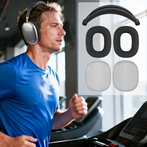 Защитные аксессуары SOULWIT для AirPods Max: Чехол из ТПУ + Чехол для оголовья + Чехол для амбушюр, Многофункциональный защитный комплект, Устойчивый к царапинам, Потоотделение-Р