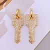 Vintage Style Zinc Alloy Water Diamond Geometric Circle Heart Key Earrings for Women