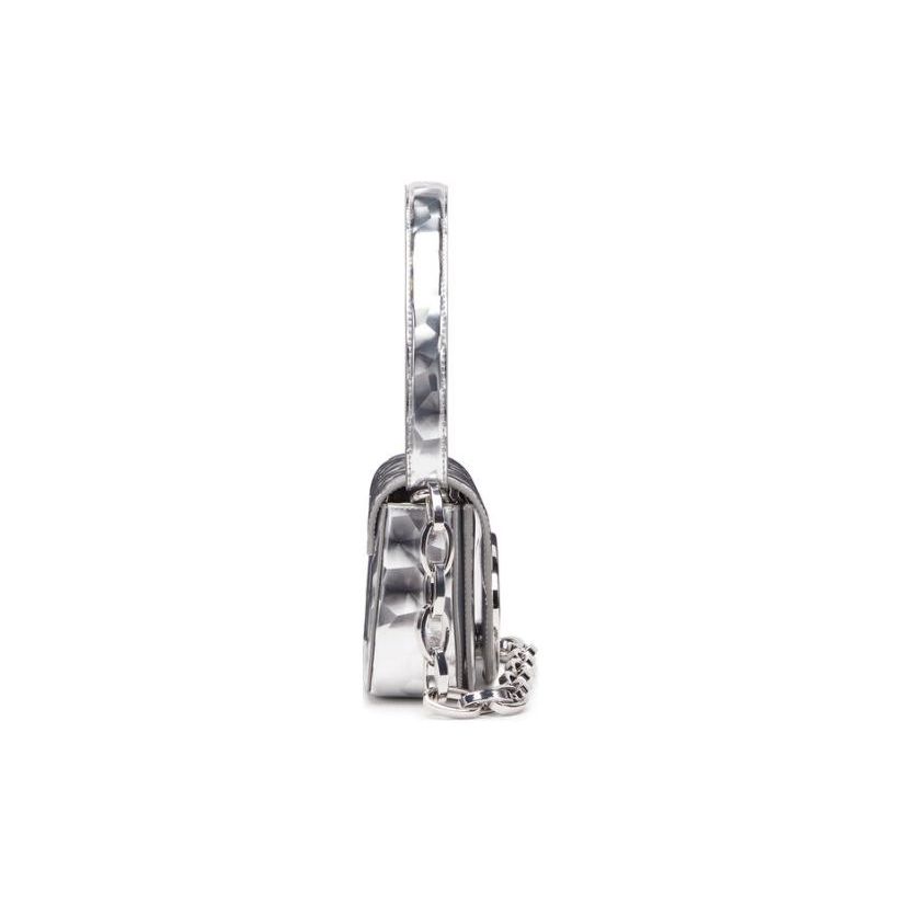 DIESEL Mirror Effect Chain Polyurethane Shoulder Crossbody Handbag Women handbag Silver X08396P6714H0535