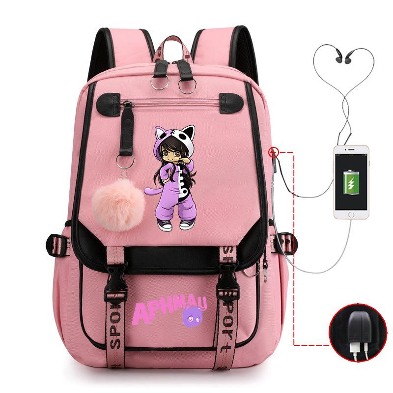Harajuku Simple and Versatile Aphmau Junior High School Student School Bag Female Lightweight Large Capacity Middle School Student Backpack