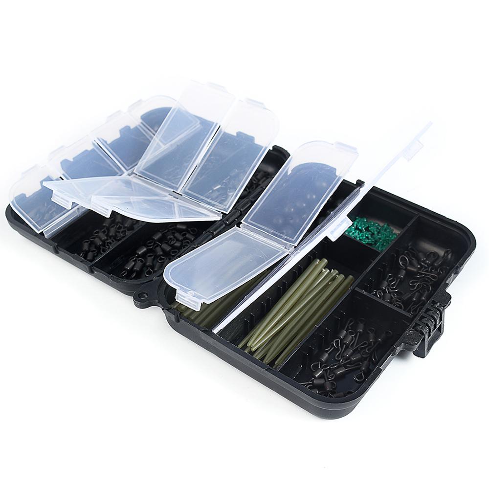 Carp Fishing Kits Swivel Snaps Matte Black Quick Change Rolling Swivel Speed Links Anti Tangle Sleeve Hook Stops Beads