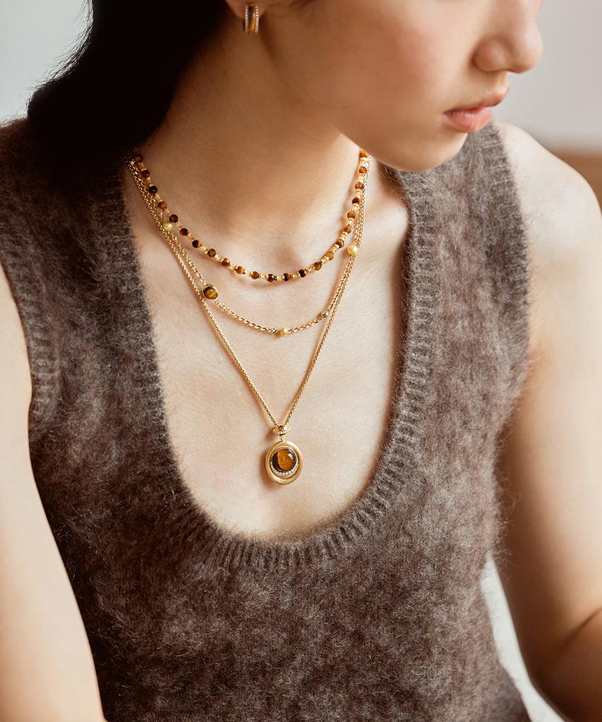 Lola Rose Heliocentric Tiger Eye Citrine Bead Women'S Necklace