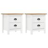 VidaXL 2x Solid Pine Bedside Tables Nightstand Bedside Cabinet with 2 Drawers Storage Bedroom Home 288910