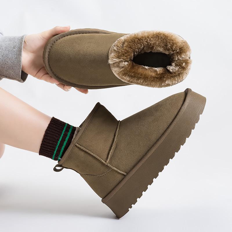 Зимние новые женские сноубутсы средней высоты, бархатные утепленные с хлопком, универсальные термоботинки на толстой подошве, короткие ботинки G9902