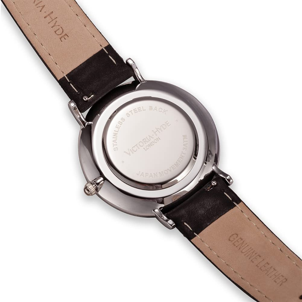 Часы VICTORIA HYDE Простые большие кварцевые часы с мягким ремешком и съемным водонепроницаемым ремешком унисекс популярный подарок для мужчин и женщин (Черный + серебристый)