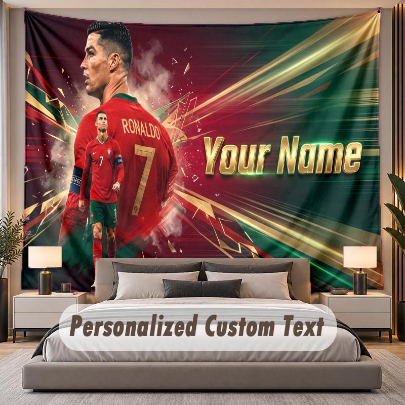 Custom Name Text Tapestry Cristiano Ronaldo Personalized Polyester Wall Tapestry For Bedroom And Room