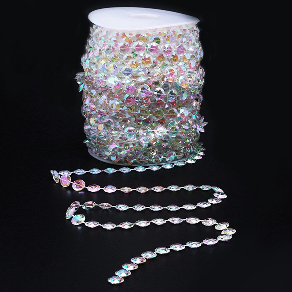 10mm Colorful Beads Chain Roll Acrylic Disc Decorative Beads Chain Festival Site Accessories 30m