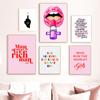 Feminist Fashion Art Pink Girl Power Wall Art Canvas Painting Prints Girls Gift Modern Pictures Living Room Bedroom Wall Poster No Frame