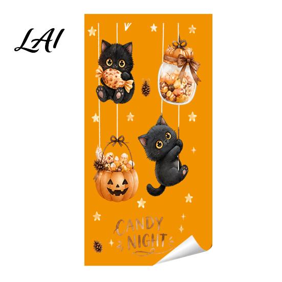 Decorative Decals for Home Party Halloween Castle Pet Static Cling Window Stickers Spooky Bat Pumpkin Gift Friends Floral Glass Decals Removable