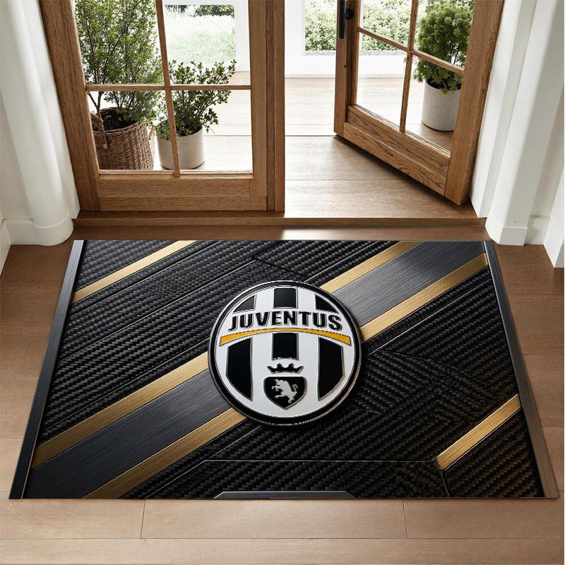 Juventus FC Design Crystal Velvet Rug Soft Decorative Mat for Bedroom Entrance