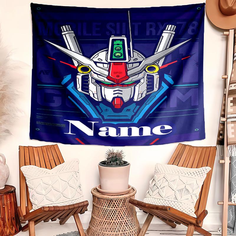 Personalized Mobile Suit Gundam Background Tapestry,Custom Name Birthday Party,Multifunctional Wall Decoration for Home Decor,Various Occasions