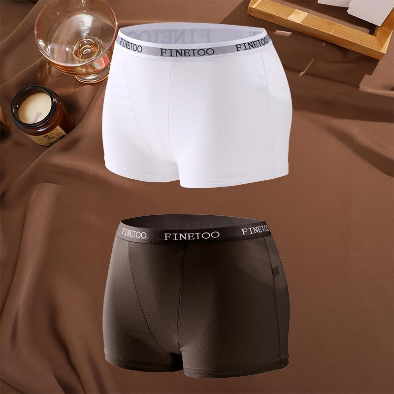 FINETOO 2Pcs/Set Low Waist Women's Underwear Cotton Boxer Plus Size Short Pants For Lady Sexy High Stretch Underwear S-XXL Brief
