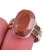 Кольцо из стерлингового серебра 925 пробы с натуральным солнечным камнем в двух тонах S.7.5 S9H94