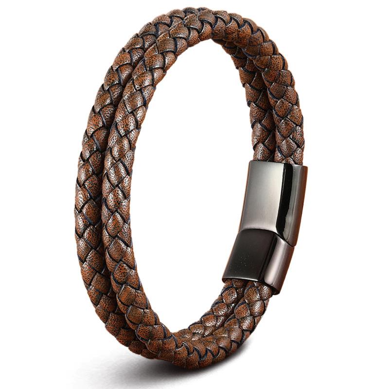 19/21/23 см мужской кожаный веревочный браслет винтажные ручные парные украшения черный коричневый красный синий стильные повседневные браслеты для мужчин