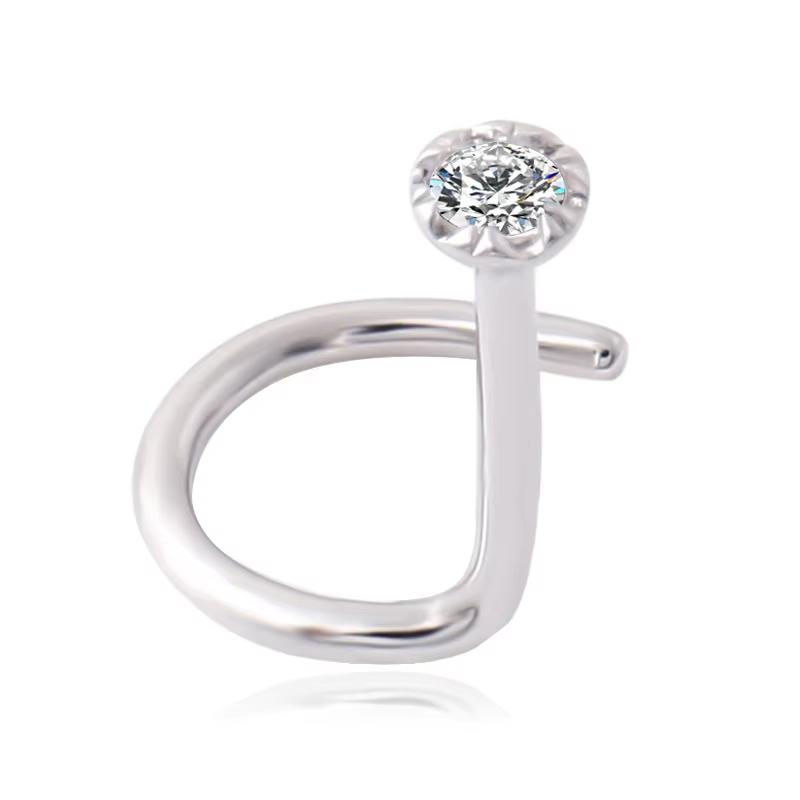 Белое золото Цвет Пирсинг в нос Moissanite DEF Форма LS Панк Рок Украшения Пирсинг тела Кольцо в нос Покрытие Серебро 925 стерлинговое